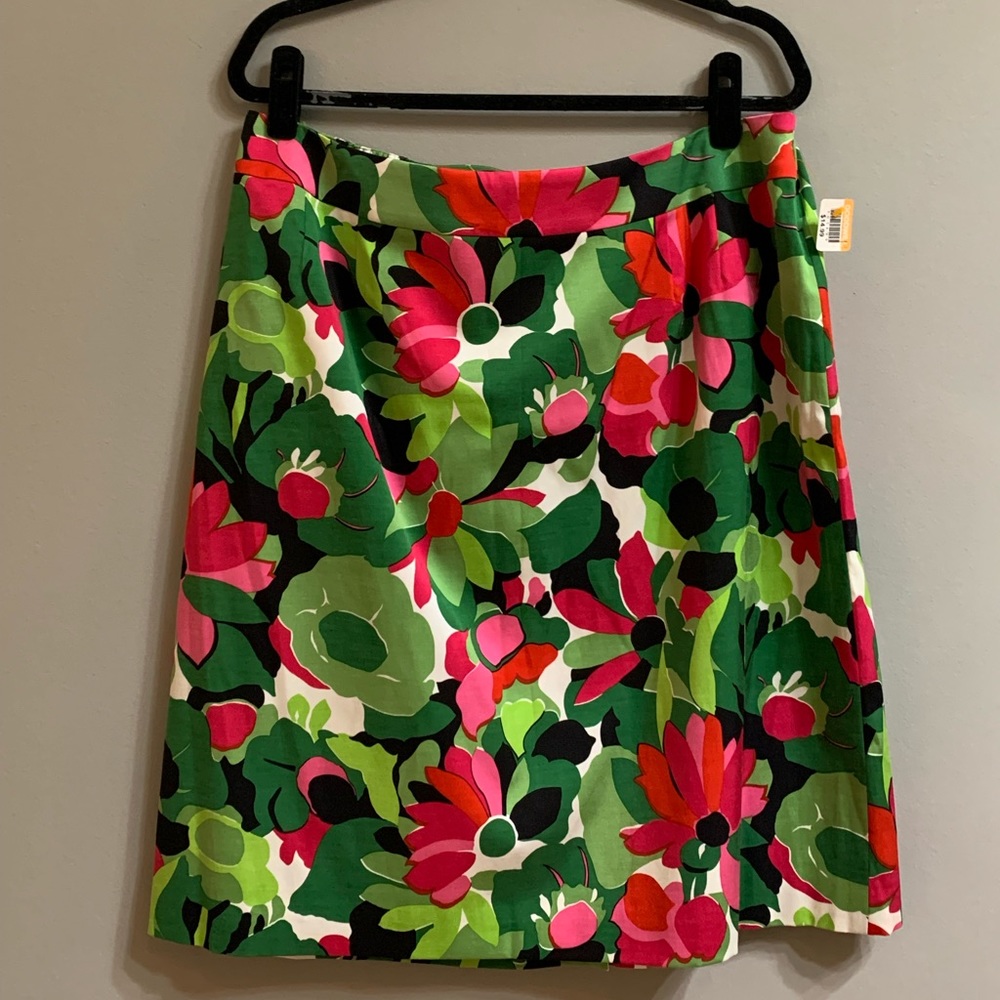 Talbots green and pink stretch skirt brand new